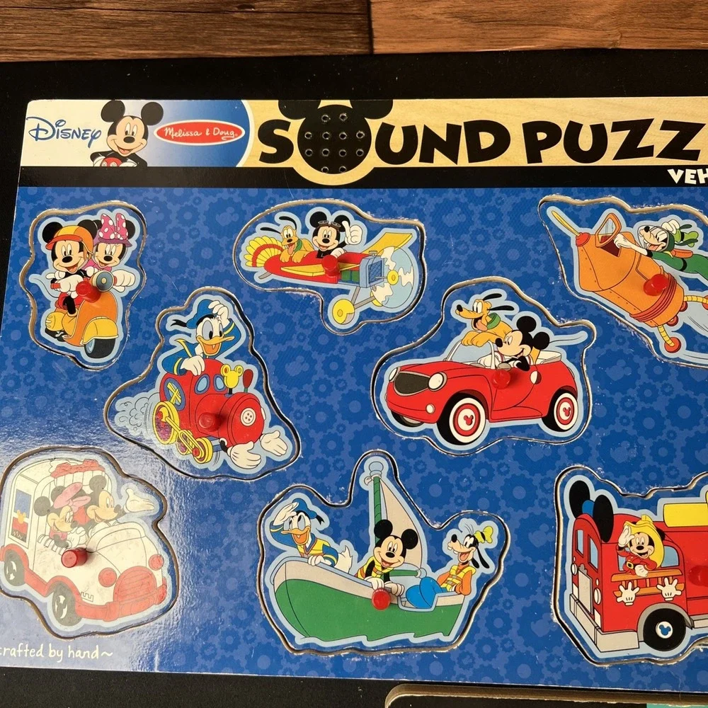 Melissa & Doug 8 Musical Instruments Wooden Sound Puzzles Mickey Farm Animals
